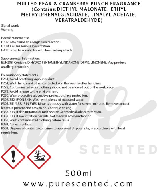 Mulled Pear & Cranberry Punch Fragrance Oil Mulled Pear & Cranberry Punch Fragrance Oil