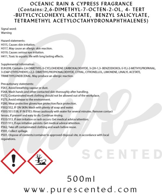 Oceanic Rain & Cypress Fragrance Oil Oceanic Rain & Cypress Fragrance Oil