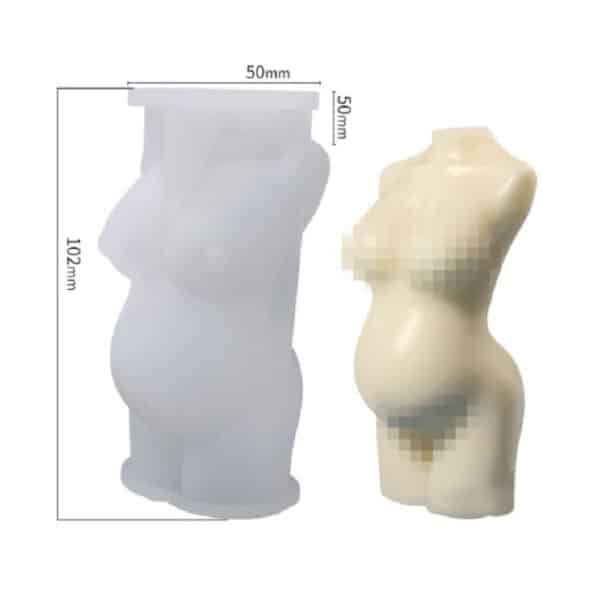 Pregnant Torso Silicone Candle Mould Style 4