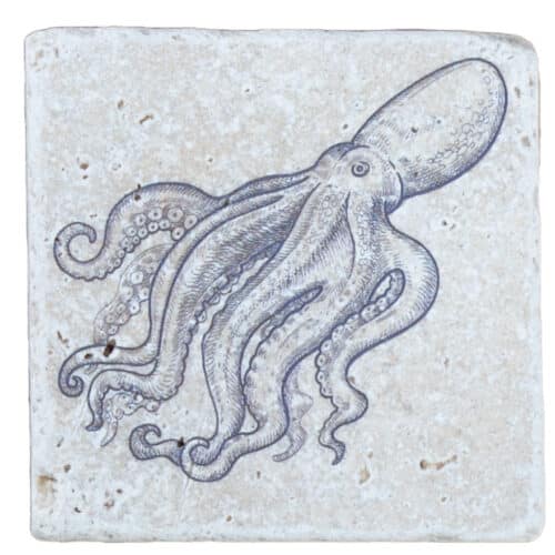 Octopus - Natural Travertine Stone Coaster
