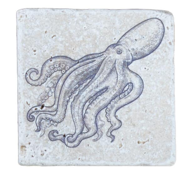 Octopus - Natural Travertine Stone Coaster