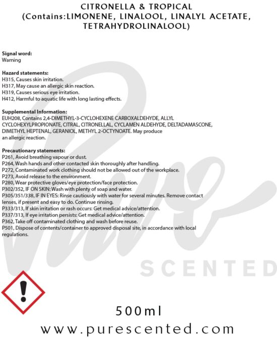 Citronella & Tropical Fragrance Oil Citronella & Tropical Fragrance Oil